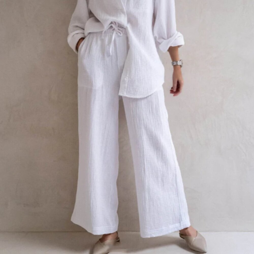 splendid NWT // white cotton gauzy palazzo pant S